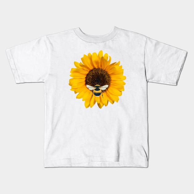 Bee On A Sunflower Kids T-Shirt by HobbyAndArt